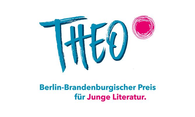 grafisches Logo mit blauen - wie handgeschriebenen - Buchstaben und einem pinkfarbenen Kreis